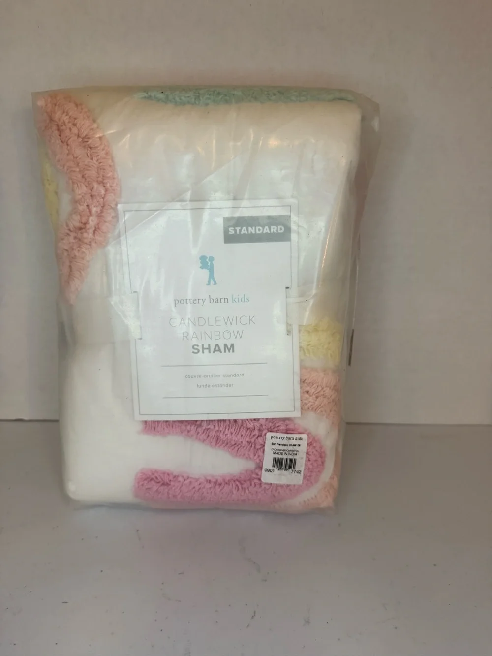 Pottery Barn Kids White Comforter with Pink Rainbow Accent